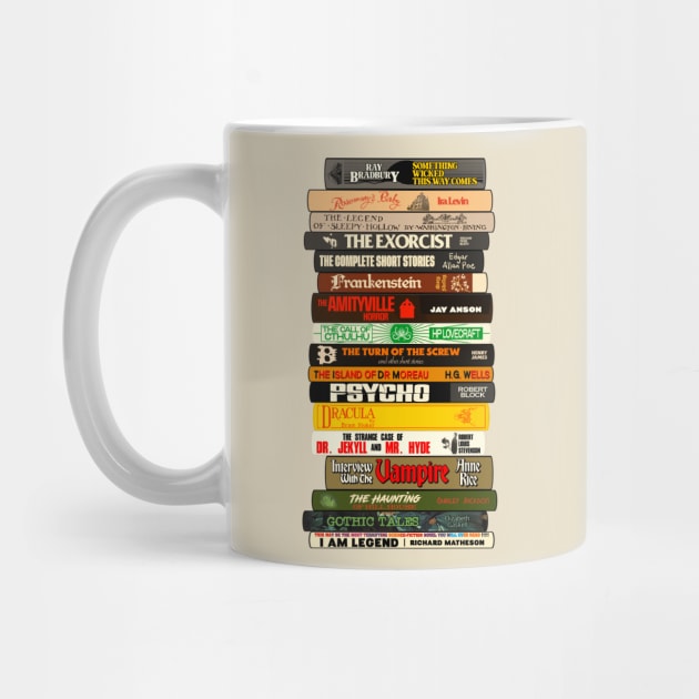 Classic Horror Books Stack by darklordpug